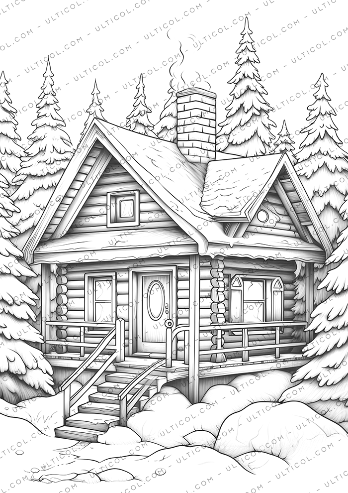 Cozy Cabin Coloring Book