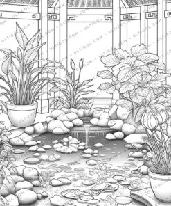 Zen Garden Flowers Coloring