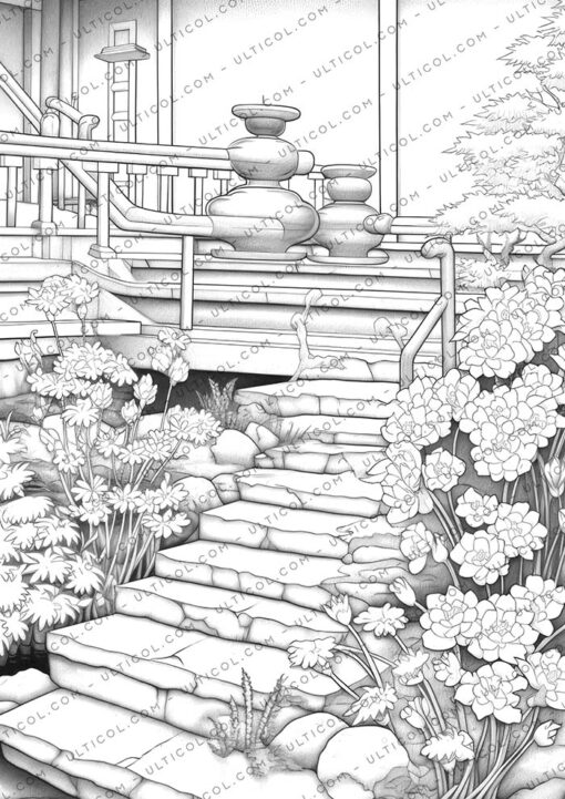 Zen Garden Flowers Coloring