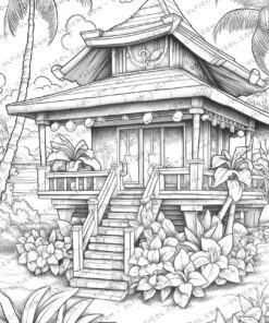 Hawaii Tiki House Coloring