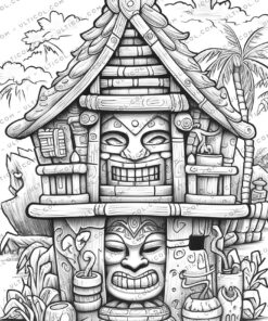 Hawaii Tiki House Coloring