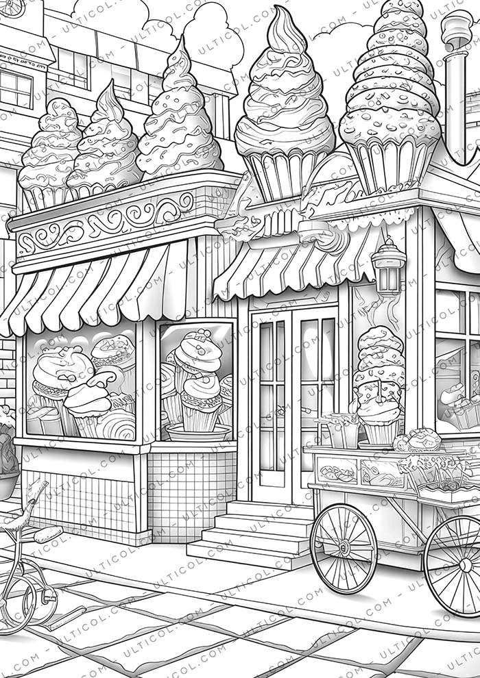 Ice Cream Houses Coloring
