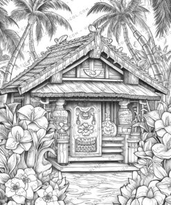 Hawaii Tiki House Coloring