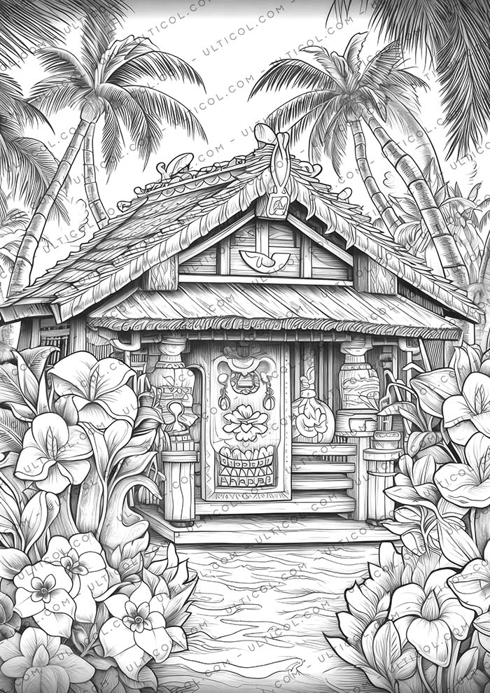 Hawaii Tiki House Coloring