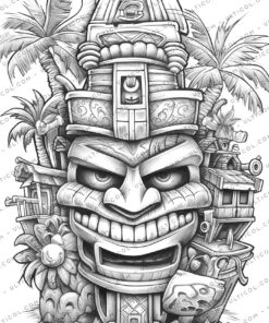 Hawaii Tiki House Coloring