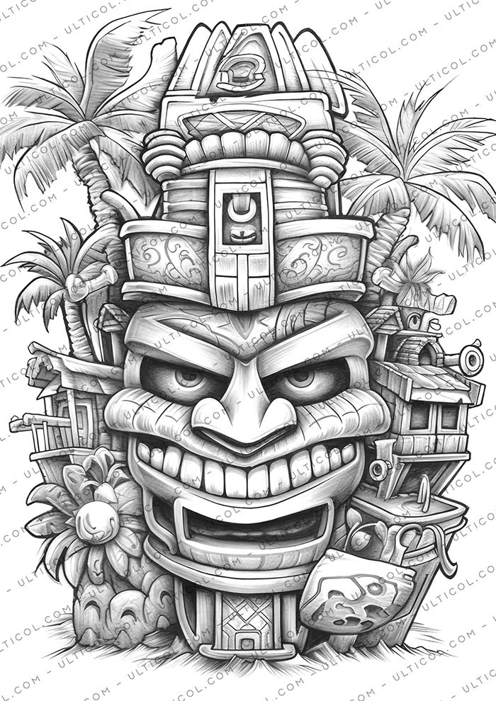 Hawaii Tiki House Coloring