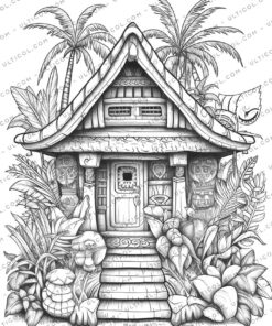Hawaii Tiki House Coloring