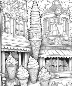 Ice Cream Houses Coloring