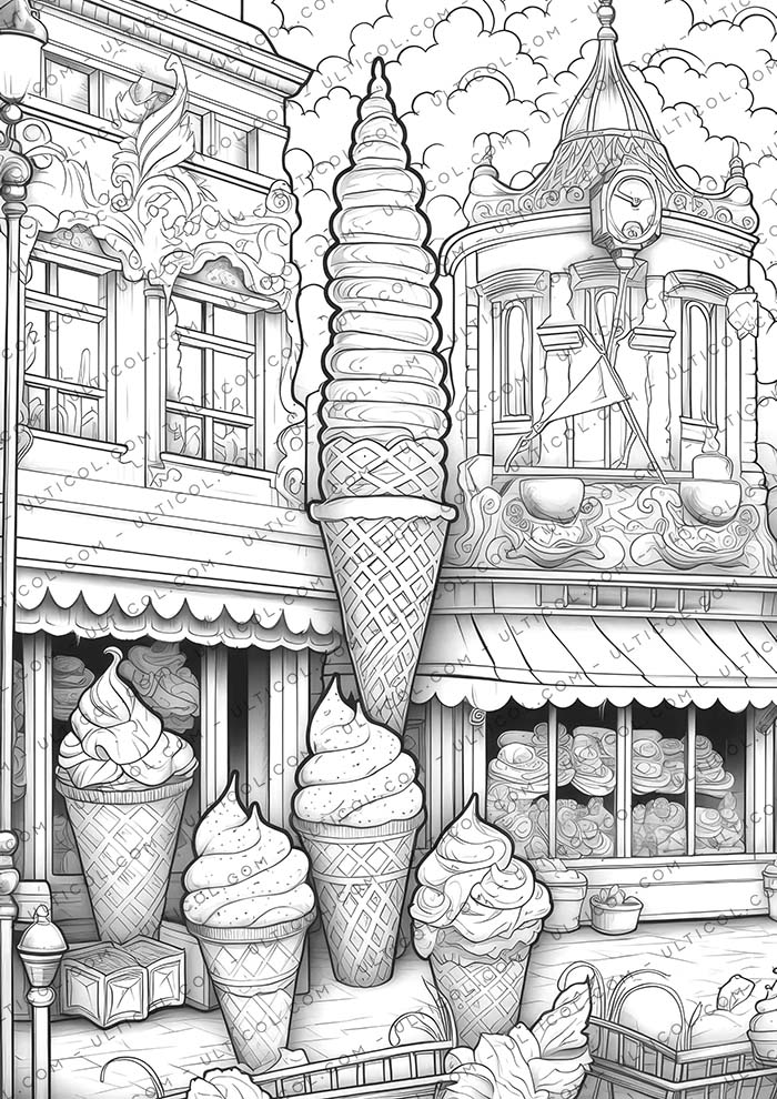 Ice Cream Houses Coloring