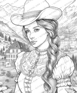 Traditional Swiss Girls Coloring