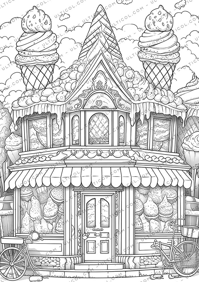 Ice Cream Houses Coloring