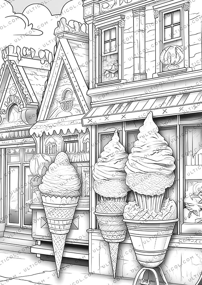 Ice Cream Houses Coloring