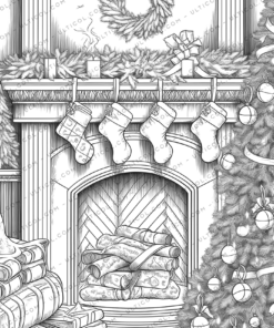 Christmas Fireplace Coloring