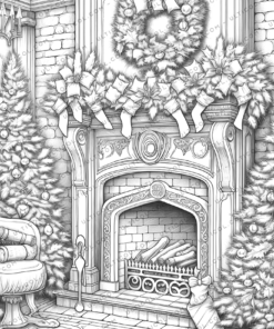 Christmas Fireplace Coloring