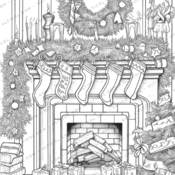 Christmas Fireplace Coloring