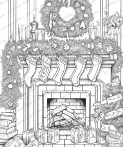 Christmas Fireplace Coloring