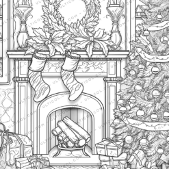 Christmas Fireplace Coloring