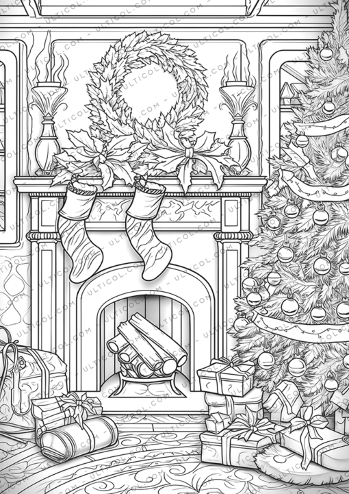 Christmas Fireplace Coloring Book for Adults: 25 Cozy and Creative ...