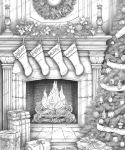 Christmas Fireplace Coloring