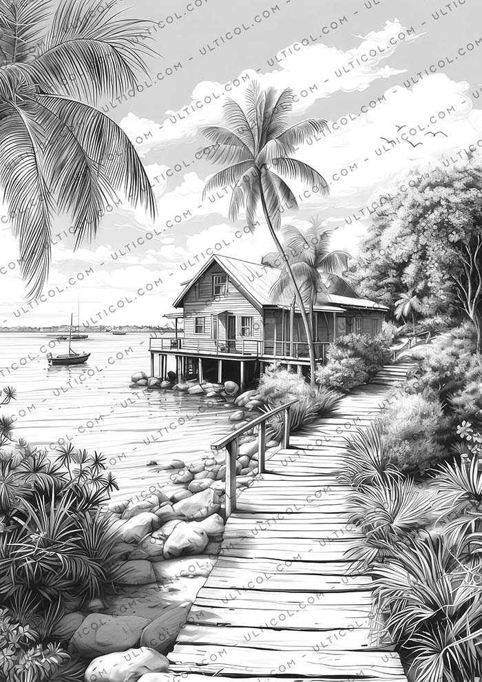 Beautiful Tropical Beaches Coloring