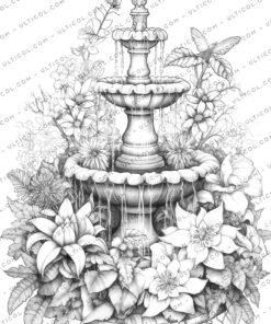 Blooming Fountains Coloring