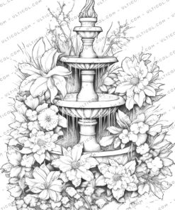 Blooming Fountains Coloring