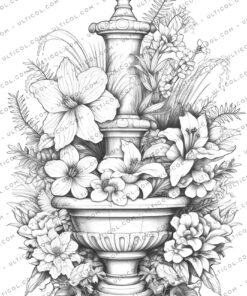 Blooming Fountains Coloring