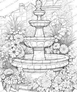 Blooming Fountains Coloring