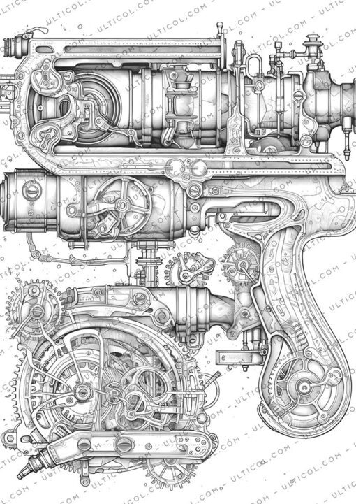 steampunk gun Coloring
