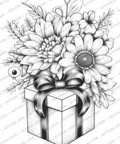 Flower Gift Box Coloring