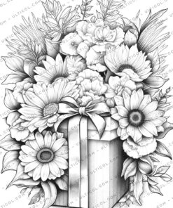 Flower Gift Box Coloring