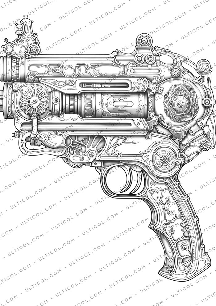 steampunk gun Coloring