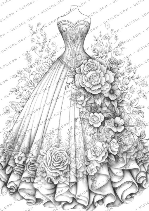 Floral Dress Coloring