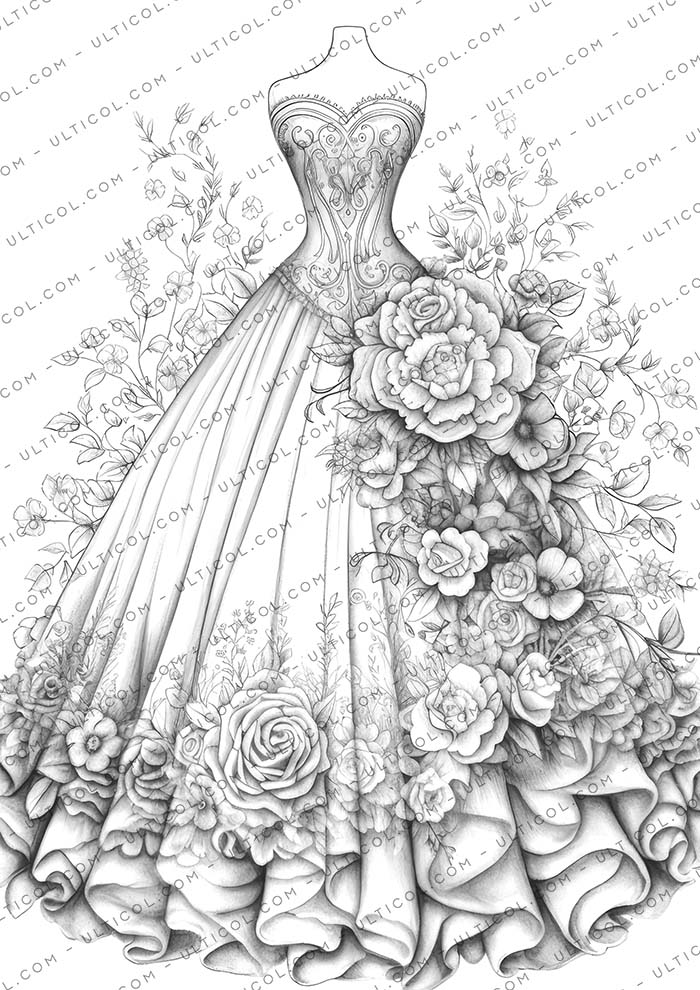 Floral Dress Coloring
