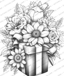 Flower Gift Box Coloring