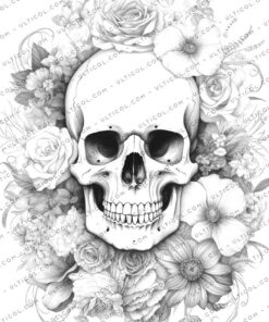 Floral Skull Coloring