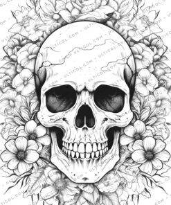 Floral Skull Coloring