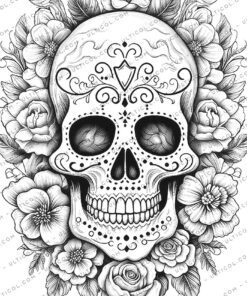 Floral Skull Coloring