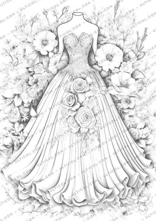 Floral Dress Coloring