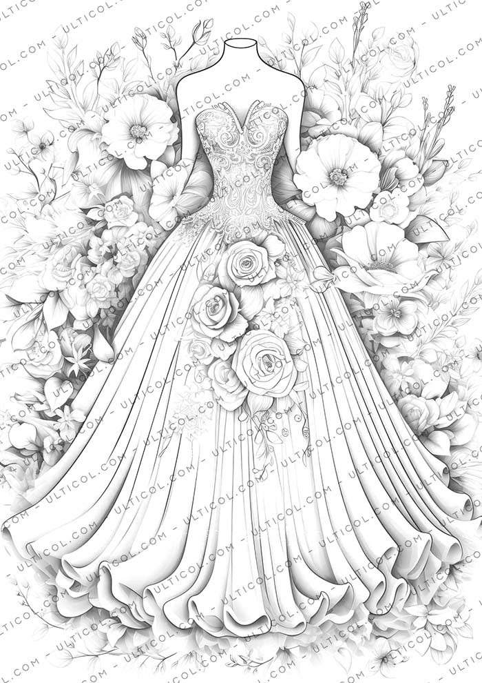 Floral Dress Coloring