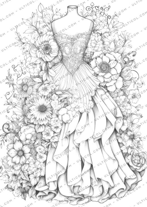 Floral Dress Coloring
