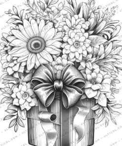 Flower Gift Box Coloring