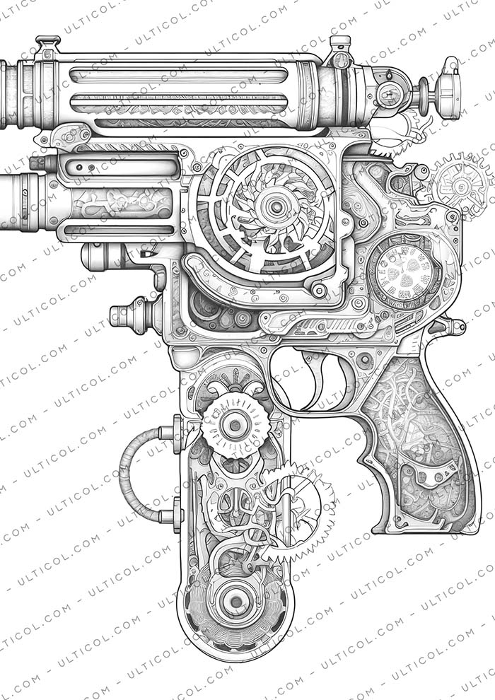 steampunk gun Coloring