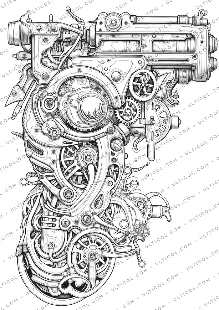 steampunk gun Coloring