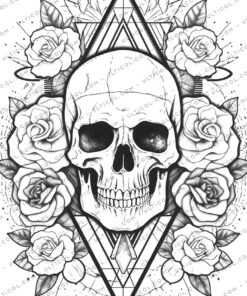 Floral Skull Coloring
