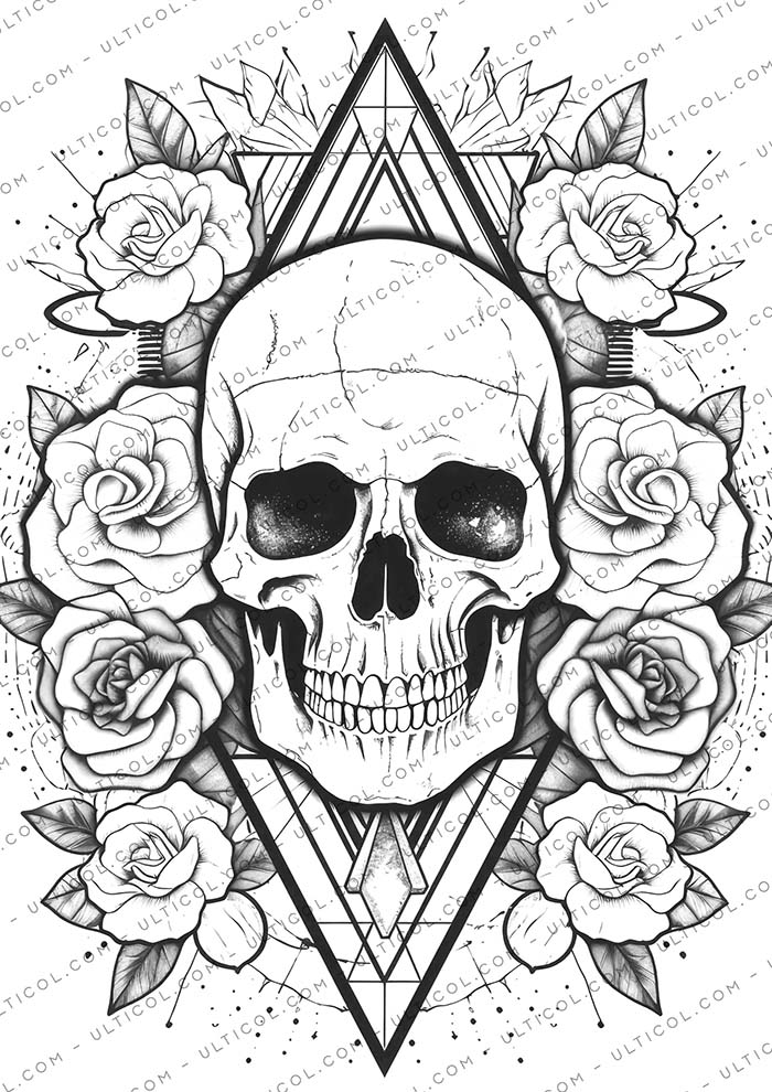 Floral Skull Coloring