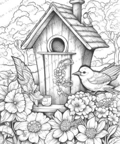 Bird Houses Coloring