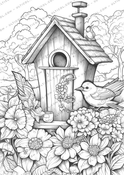 Bird Houses Coloring