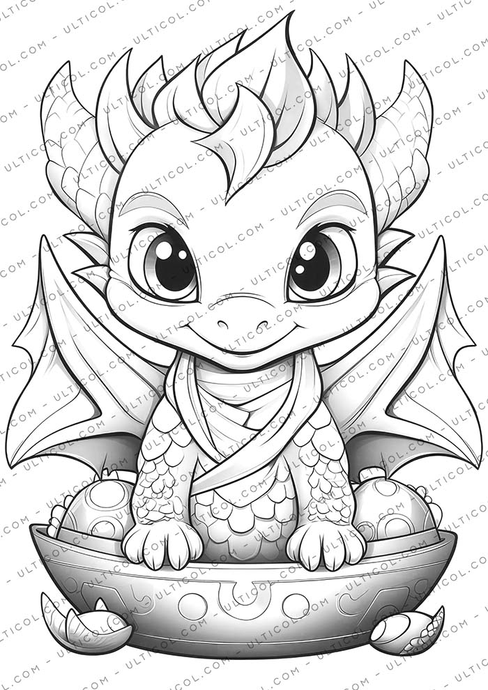 Kawaii Dragons Coloring