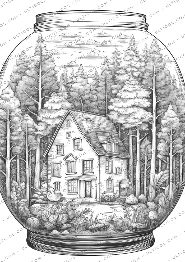 Enchanted Forest Jars Coloring